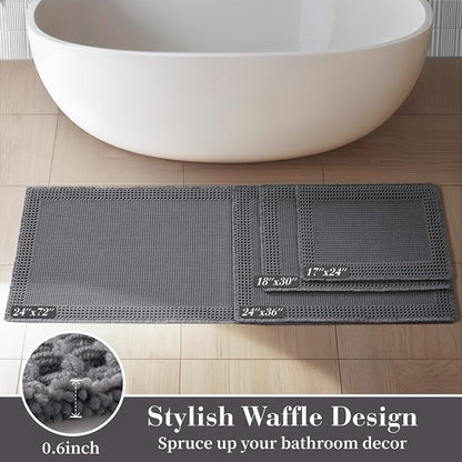 RESARE Waffle Bath Mat for Bathroom, Non Slip Bathroom Rugs 18x30 Dark Grey | - Image 5