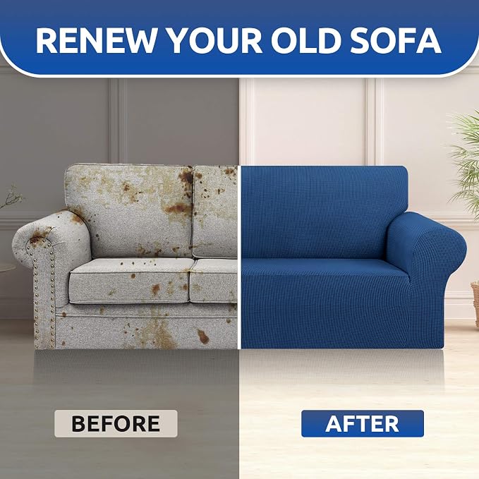 Stretch Oversized Couch Covers for Sofa Slipcover, Classic Blue | 1-Piece - Image 8