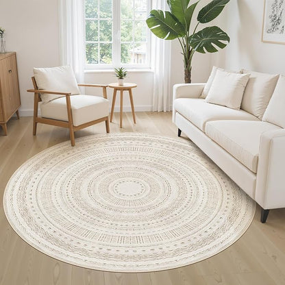 cotiled 5x5 Round Rug 5ft Circle Living Room Boho Area Rugs | Solve Modern - Image 3