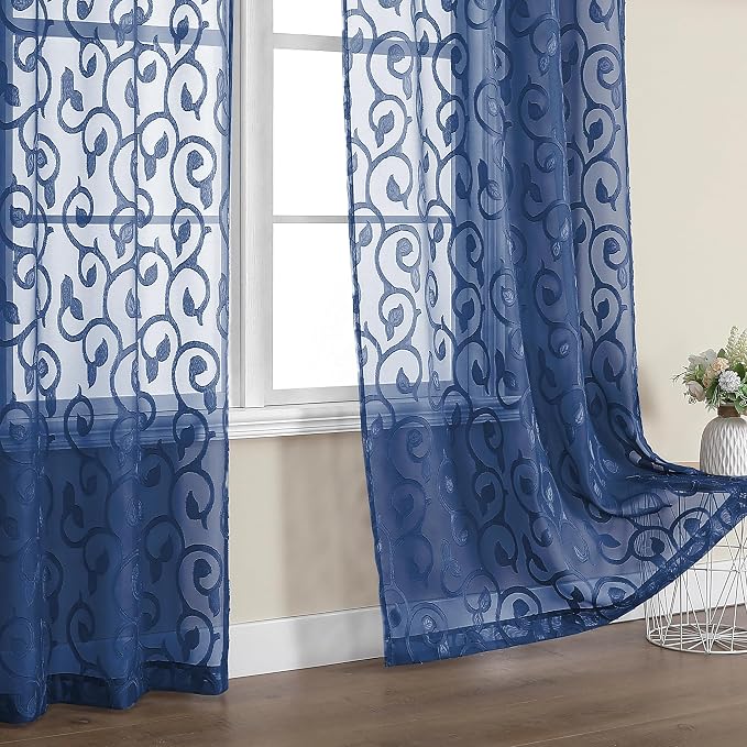 Furman Blue Sheer Curtains 96 inches Long by OWENIE