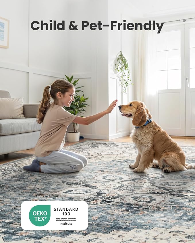 AMADA HOMEFURNISHING 3x5 Washable Area Rug, Low-Profile Entryway Rug - Image 4