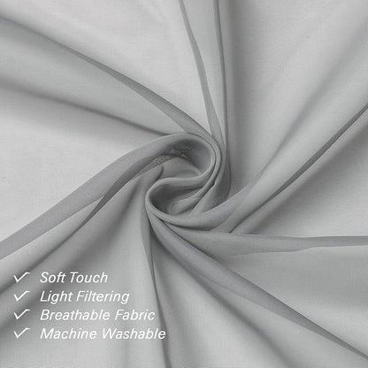 Light Grey Sheer Curtains 84 Inch Length 2 Panels, Balance Light & Privacy - Image 6