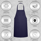 GREEN LIFESTYLE 120 Pack Professional Chef Apron– Grilling Aprons for Men, Waterproof Cooking Apron for BBQ, Work or Restaurant Use, Kitchen Aprons for Women – Navy Blue, No Pockets