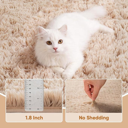 PLHXFR 8x10 Area Rugs Living Room: Fluffy Bedroom Rug Shag Carpet Camel | - Image 5