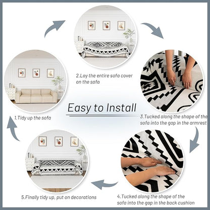 MYSKY HOME Couch Cover for Sectional Sofa Set Boho Geometric Furniture Sofa - Image 6