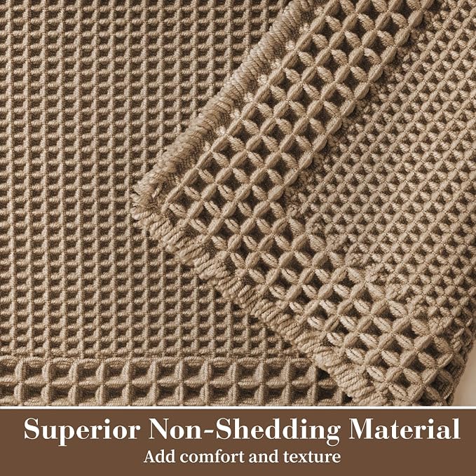RESARE Waffle Bath Mat for Bathroom, Non Slip Bathroom Rugs 18"x30" Brown | - Image 2