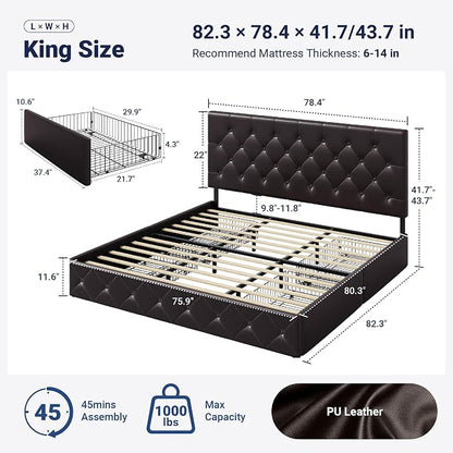Allewie Upholstered King Size Platform Bed Frame - Image 2