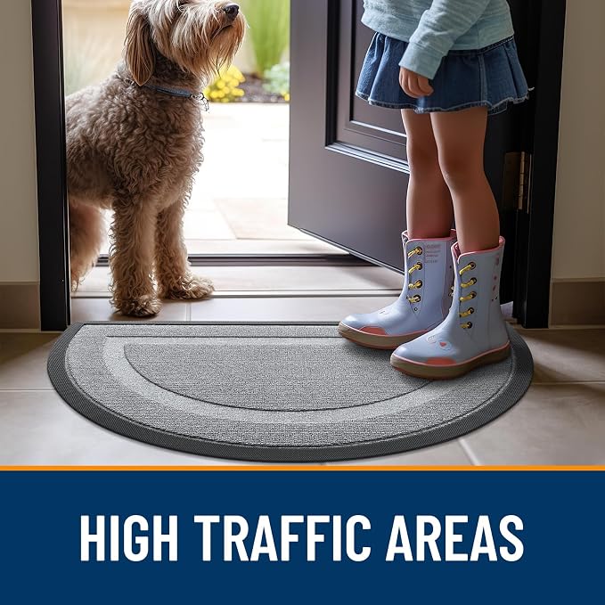 OLANLY Half Circle Front Door Mat Outside 33x21 All-Season Rubber Doormat | Ash - Image 6
