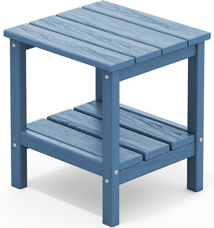 SERWALL 2-Tier HDPE Outdoor Side Table, Weatherproof Rectangular Adirondack by SERWALL
