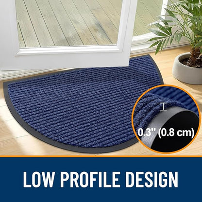 OLANLY Half Circle Front Door Mat 29.5x17, Waterproof Heavy-Duty Doormat | Blue - Image 5