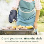 Cuisinart Heritage Kitchen Oven Mitts – Heat-Resistant Kitchen Mitts for Oven with Non-Slip Neoprene Palm, Long Cuff, and Cotton Filling – Durable Oven Gloves for Cooking, Baking, & Grilling
