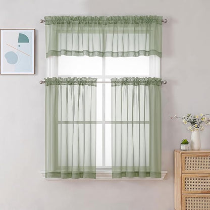 Chyhomenyc Sheer Sage Green Valances - Image 2
