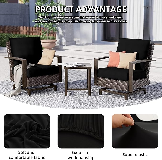 14Pcs Outdoor Cushion Covers, Elastic Patio Cushion Covers | Washable, - Image 3