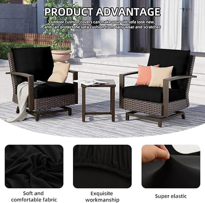 12Pcs Outdoor Cushion Covers, Elastic Patio Cushion Covers | Washable, - Image 3