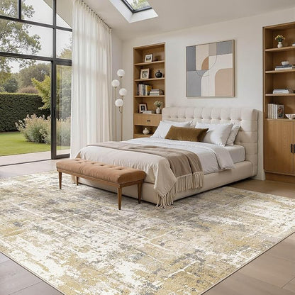 DMOYEST Area Rug Living Room Rugs 8x10 Washable Abstract Carpet | Neutral - Image 3