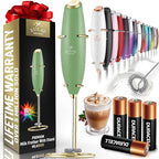 Zulay Kitchen Powerful Milk Frother Wand With 4 AA Duracell Batteries - Ultra Fast Handheld Drink Mixer - Electric Whisk Foam Maker for Coffee, Lattes, Cappuccino, Matcha & Creamer -