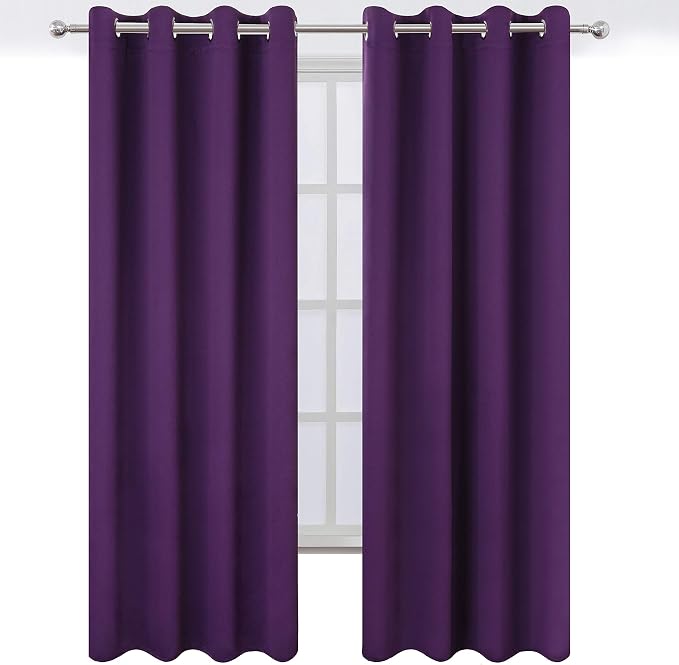 Blackout Curtains 66 x 84 inch/Purple Curtains Set of 2 Panels/Thermal - Image 2
