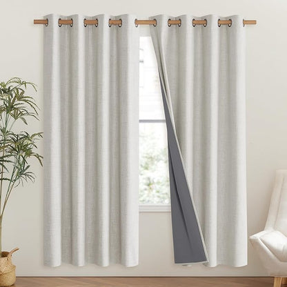 NICETOWN Snowbound Vintage Linen 100% Blackout Curtains - Image 2