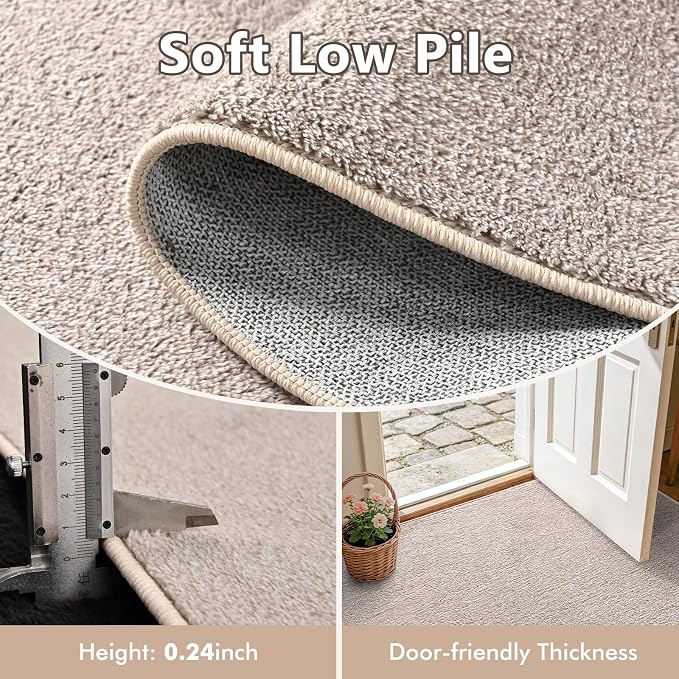 2x3 Oatmeal/White Area Rug Washable Non-Slip Soft - Image 5