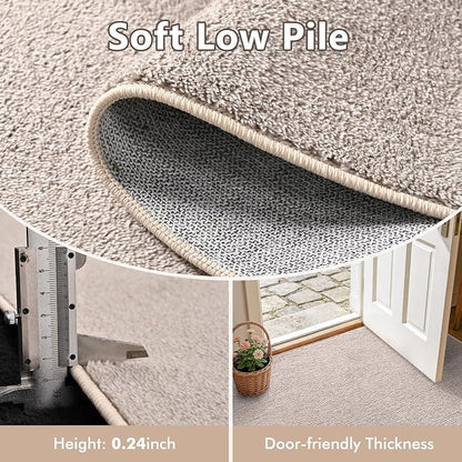 3x5 Oatmeal/White Area Rug Washable Non-Slip Soft Thin - Image 5