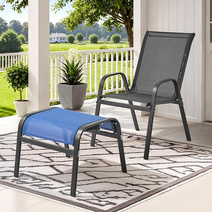 ONBRILL Outdoor Ottoman Set of 2, All Weather Outdoor Foot Stool - Image 2