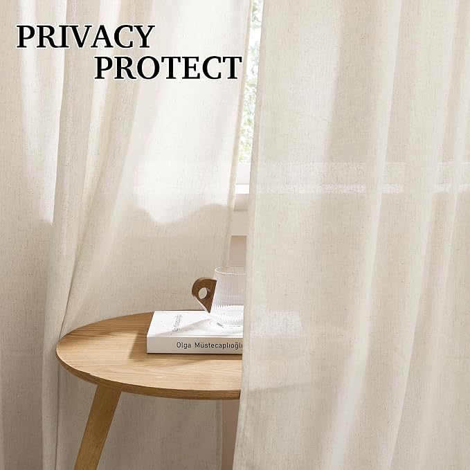 RYB HOME Linen Semi Sheer Curtains - Image 3