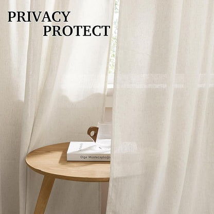 RYB HOME Linen Semi Sheer Curtains - Image 3