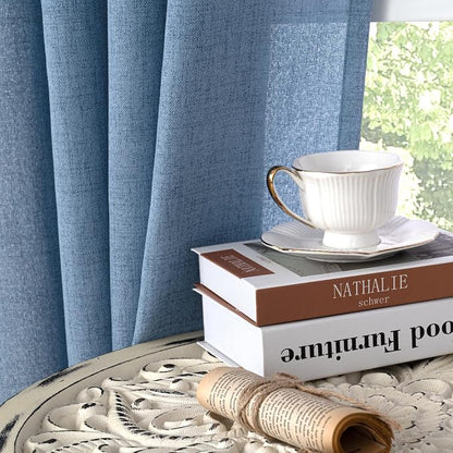 YoungsTex Blue Linen Curtains 54 Inches Length - Image 8