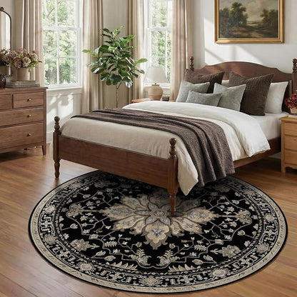 RELEANY Washable Area Rug, Round 8ft, Water Repellent, Pet Friendly, Vintage - Image 3