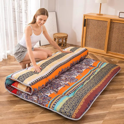 MAXYOYO Bohemian Retro Floor Mattress Vintage Floral Japanese Futon Mattress - Image 3