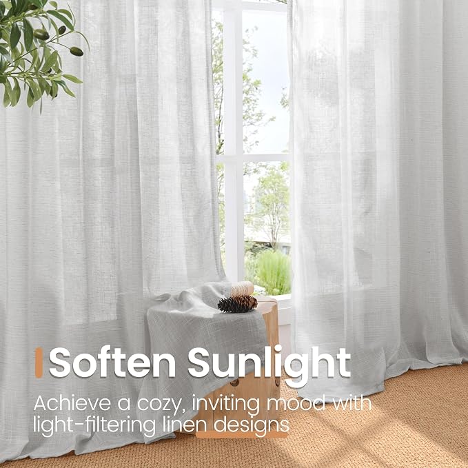 BGment Light Grey Linen Curtains 63 Inches Long - Image 5