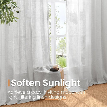BGment Light Grey Linen Curtains 90 Inch Length - Image 5