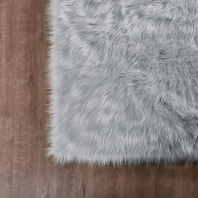 Goolela Grey Fluffy Fuzzy Furry Runner Rug 2x6 - Image 5