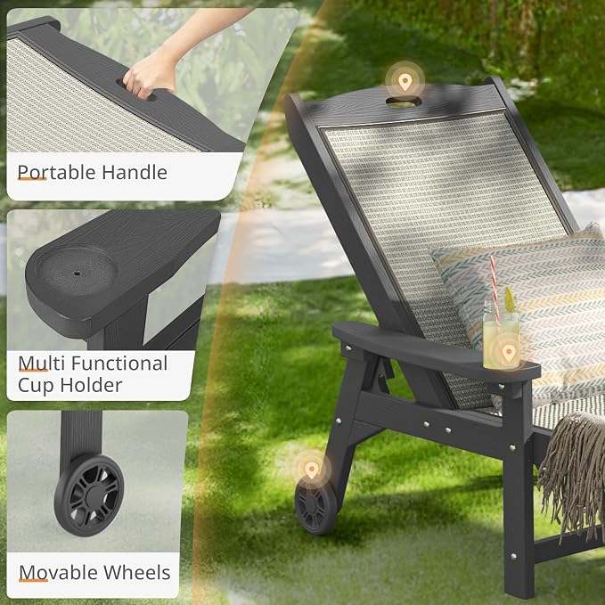 LUE BONA Chaise Lounge Chair Outdoor, HDPS and HDPE Wicker Material, Patio - Image 6