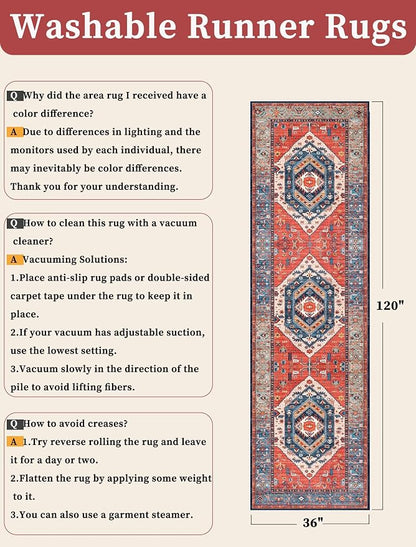 SERISSA 3x10 Washable Non Slip Boho Runner Rug - Image 2