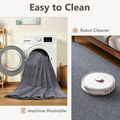 2x8 Grey Blue/White Runner Rug Washable Non-Slip - Image 6