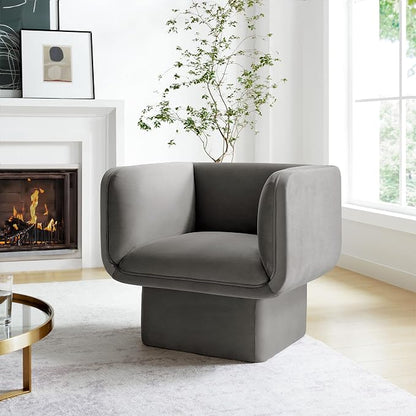 Modway Tate Performance Velvet Accent Chair in Storm Gray - Image 2