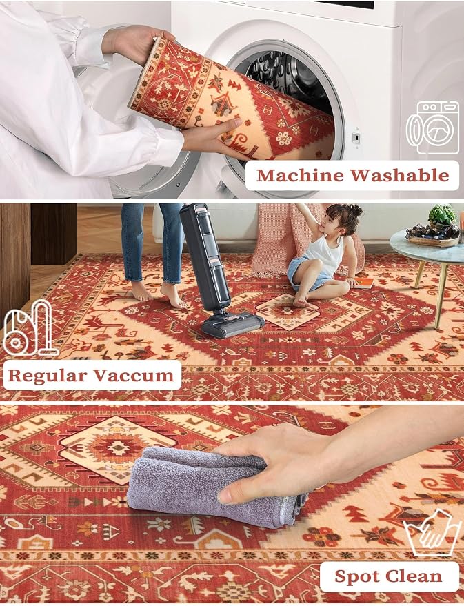 SERISSA 2'6"x12' Washable Non Slip Boho Runner Rug - Image 3