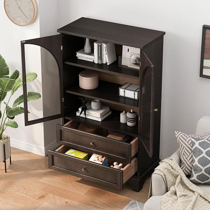 52" Tall Display Cabinet with Glass Doors, Glass Display Case Storage Cabinets - Image 5