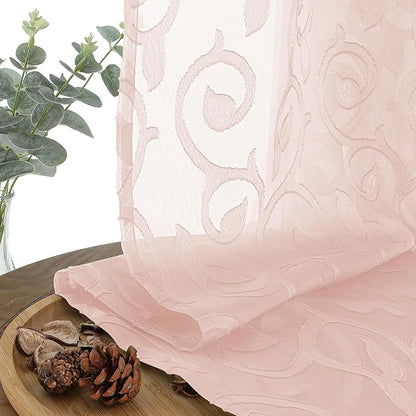 Furman Blush Pink Sheer Curtains 24 inch Length 2 Panels Set - Image 5