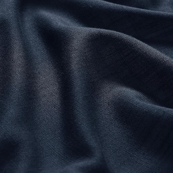 Navy Blue Linen Sheer Curtains 108 Inches Long Back Tab Rod Pocket 2 Panels - Image 5