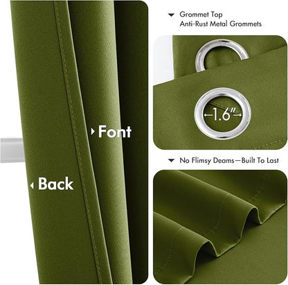 MIULEE Blackout Curtains for Bedroom 2 Panel 40"x84" Long Light Olive Green | - Image 4