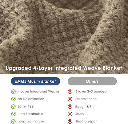 EMME Muslin Blankets for Adults Throw Blanket for Couch Breathable Gauze Soft - Image 7