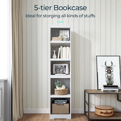 LINSY HOME 5-Shelf Bookcase, Narrow Bookshelves Floor Standing Display Storage - Image 4