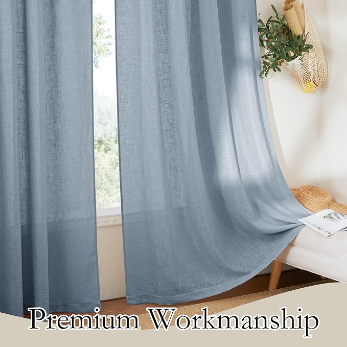 RYB HOME Sheer Curtains 102 inches, Extra Long Floor to Ceiling Curtains | Half - Image 4