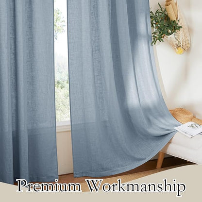 RYB HOME Sheer Curtains 102 inches, Extra Long Floor to Ceiling Curtains | Half - Image 4