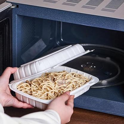 FULING 9X6 1-Compartment 50-Pack Plastic Clamshell Food To Go Box Containers Carryout For Sandwich Salad Heavy Duty Disposable Hinged With Secure Snap Lid