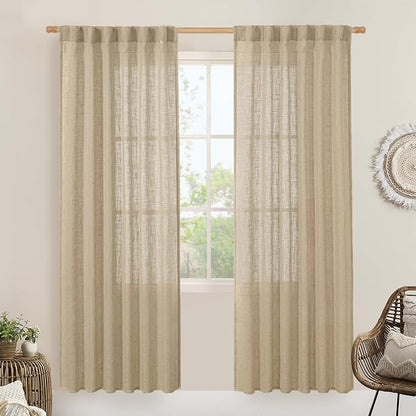 Light Filtering Linen Curtains 78 inch by LAMIT