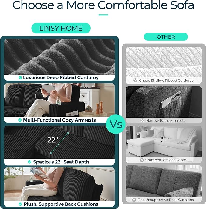 LINSY HOME Loveseat Sofa with Storage - Image 5