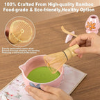 Matcha Whisk Set Pink,8pcs Matcha Set Whisk And Bowl,Matcha Kit With Bamboo Whisks,Ceramic Matcha Bowl,Sifter,Scoop,Holder,Towel,Stand,Spoon,Unique Gift for Japanese Tea Lover